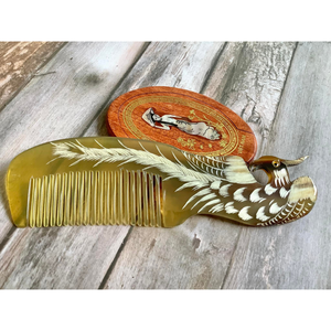 Peigne fait main compétitif: manche de Phoenix en corne de buffle chaud pour femmes, hommes et filles pour cheveux épais bouclés et ondulés. - Product Image 4