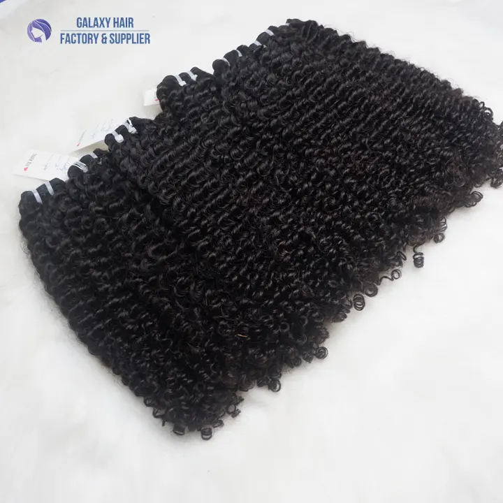 Weft Human Hair Extensions Curly Styles Black Natural Color Hair Bundles for black women raw human hair