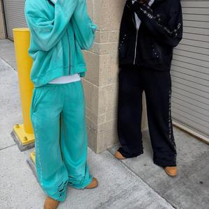 Ensemble de sweat-shirts à capuche en coton avec logo personnalisé, streetwear, imprimé délavé à l'acide, surdimensionné pour hommes - Product Image 5