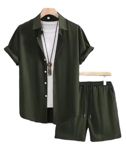 Camiseta de hombre de color sólido de alta calidad y traje corto/camiseta de manga corta de verano de 2 piezas para hombre con logotipo personalizado - Product Image 1