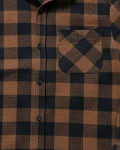 Camisa de Franela a Cuadros para Hombre, Manga Larga, Cierre de Botones, Informal, Cálida para Invierno, con Bolsillo en el Pecho, Color Marrón y Negro, Venta al Por Mayor OEM - Product Image 3