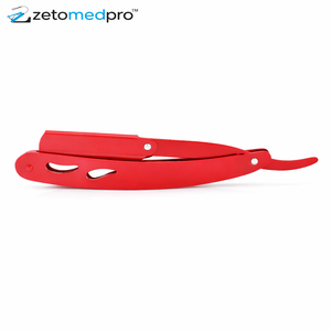Rasoir droit rouge pour barbier, système de lames jetables avec support réutilisable - Product Image 1