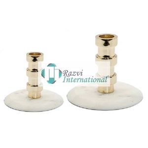 Portavelas cónico Circular dorado en Base de mármol Diseñador único Mesa de lujo Soporte de vela decorativo de boda para eventos en casa - Product Image 3