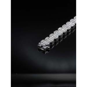 Pulsera de tenis de moissanita de 10 mm con corte esmeralda para hombre/mujer, grado VVS1, pasa el probador de diamantes, plata de ley 925, lujo, color rosa - Product Image 6