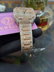 นาฬิกาฮิปฮอปสแตนเลสสตีลคุณภาพสูง ประดับเพชรโมอิสซาไนต์แบบเต็มหน้าปัด ผลิตด้วยมือ งานสั่งทำพิเศษ ราคาขายส่ง - Product Image 4