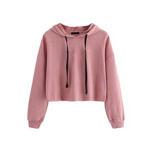 Sudadera con capucha de algodón con logotipo personalizado de la mejor calidad al por mayor para mujer, Top corto deportivo pulsado con diseño de letra impresa, suelta - Product Image 4