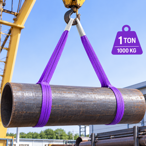 Provina Sangles plates en sangle plate en polyester violet personnalisées, 1 tonne, haute résistance, 2 plis, 38 mm, œillets sur chaque extrémité, facteur de sécurité 8:1, usage intensif - Product Image 2