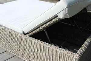 Patio Jardín Cama de día doble con marco de mimbre PE y respaldo - Product Image 4