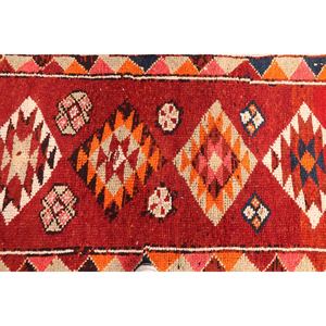 Alfombra Pequeña Vintage de 2.6x12.2 pies, Alfombra Geométrica Marrón Naranja - Product Image 5