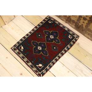 Tapis turc, petit tapis vintage 1,5x2,1 pieds, tapis persan rouge et bleu - Product Image 1