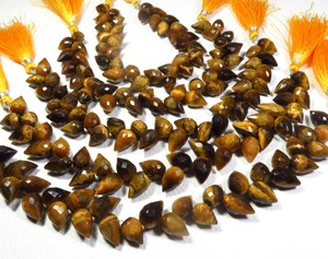 Natural Yellow <b>Tiger</b> <b>Eye</b> Briolette Beads 7 Strand Faceted Cut 10-13mm Loose Gemstones Top Grade Opaque Australian for Jewelry - Product Image 6