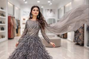 Trends by Cp présente une robe formelle Anarkali de designer pakistanais |   Robe longue lourdement brodée avec dupatta - Product Image 6