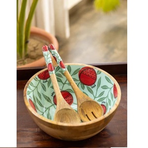 Tazón para servir de caramelo de madera hecho a mano esmaltado textura natural homeEsmaltado Tazón polaco Restaurante Tazón hecho a mano Venta al por mayor India - Product Image 2