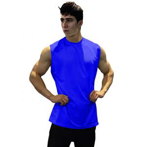 Camiseta sin Mangas Blanca para Hombre, Cuello Redondo, Color Sólido, Transpirable, Informal, Tejida en Poliéster, Estilo Atlético - Product Image 2
