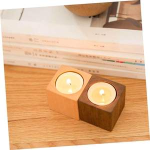 2pcs Table Top Decor Wooden Candlestick Holders Home Decoration Candle Stand <b>Tealight</b> Stand Practical Candlestick Decorate Small - Product Image 6