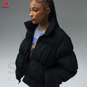 Chaqueta acolchada de plumón para mujer con logotipo personalizado, Chaqueta corta acolchada de invierno para mujer, chaquetas acolchadas con capucha, cortavientos 2024 - Product Image 5