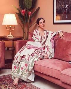 Nouveau concepteur imprimé Anarkali robe bonne qualité tissu beurre soie tenue lourde beurre soie avec impression numérique (entièrement cousu) - Product Image 2