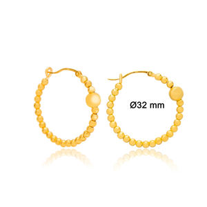 Boucles d'oreilles Vintage en forme de boule, plaqué or 22k, bijoux en argent Sterling 925, fait à la main turc, vente en gros - Product Image 2