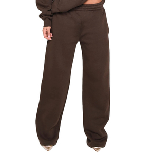 Sudadera con capucha de gran tamaño 500 GSM de peso pesado para mujer, pantalones de chándal de pierna ancha, chándal de moda de invierno, diseño estampado - Product Image 3