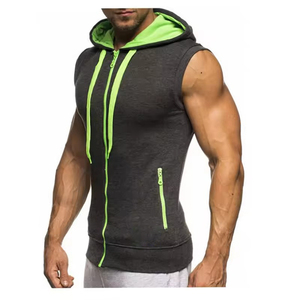 <b>Men</b> Trending Hoodies Casual Hooded <b>Vest</b> Heather Gray <b>Men</b> Kangaroo Pocket Zip Up Drawstring Dark Gray Sleeveless Hoodies <b>Men</b> - Product Image 2