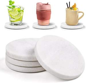 Light Gray <b>Ceramic</b> Classic <b>Coasters</b> Set of 4 with Bling Particles Eco-Friendly & Durable - Product Image 1