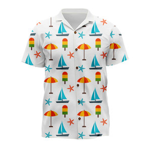 Botón transpirable Hombres Mujeres Vacaciones Playa Camisa Sol y Cactus Patrón Sublimación Imprimir Secado rápido Camisas hawaianas - Product Image 5