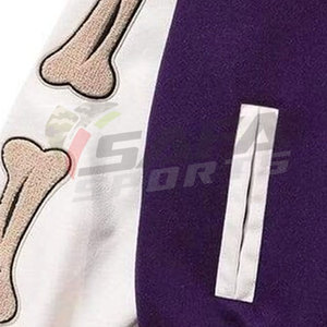 เสื้อแจ็คเก็ตเบสบอลปักลายโลโก้แบบกำหนดเอง ผ้าขนสัตว์ สำหรับผู้ชาย สไตล์วินเทจ คอตั้ง ระบายอากาศได้ดี เป็นมิตรกับสิ่งแวดล้อม พร้อมสำหรับฤดูหนาว - Product Image 6