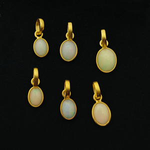 Fire Opal Silver Pendant Jewelry Making Fancy Bezel Charms Opal Pendant Gold Vermeil Handmade Natural Opal Charms Fine Jewelry - Product Image 6