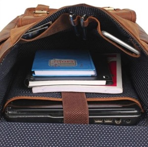 Sac à dos élégant, léger, écologique, en cuir véritable et toile, de luxe, pour les voyages en plein air, l'école, le travail, unisexe, durable - Product Image 6