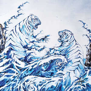 Impression d'art moderne de tigres bleus de Marc Allante - Product Image 1