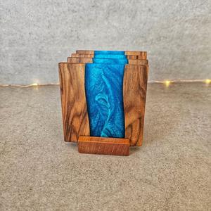 Handmade Epoxy Resin & Natural Wood <b>Coasters</b>, Elegant Stone-Style <b>Drink</b> <b>Coasters</b> for Modern Home & Office Decor - Product Image 2