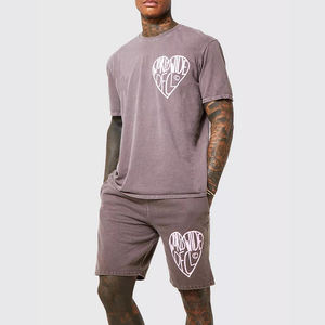 Traje de verano para hombre de dos piezas con diseño de logotipo personalizado Conjunto de pantalones cortos y camiseta de lavado ácido de 2 piezas para ropa de hombre - Product Image 5