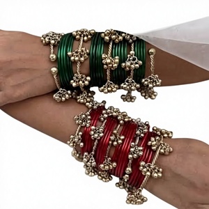Vintage Custom Design Trendy High-quality Kashmiri Chudiyan Wedding Jewelry Elegant Multi-Color Pearl Stone Bridal <b>Bangles</b> - Product Image 1