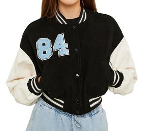 Vestes universitaires personnalisées OEM en gros pour femmes, style vintage, avec patchs en chenille et logo, coupe courte, collection hiver, offre spéciale - Product Image 1