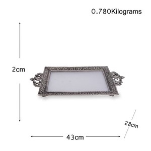 ถาดแก้วอลูมิเนียมทำด้วยมือพร้อมที่จับโลหะโบราณถาดเสิร์ฟสำหรับงานแต่งงานที่บ้าน - Product Image 2