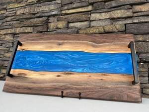 New Arrival 2024 Best Quality Wood With <b>Epoxy</b> Food Platter Trays Service Equipment Food Safe Tray Made of Wood at Best <b>Price</b> - Product Image 3