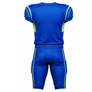 Uniforme de football américain Pro Royal Blue & Neon, maillot personnalisé sublimé avec panneaux contrastés intégrés et pantalon de jeu - Product Image 2