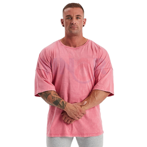 Camiseta de algodón 100% con hombros caídos para hombre, cuello simulado de peso pesado de alta calidad, liso, personalizable, ajuste largo de gran tamaño 2025 - Product Image 2