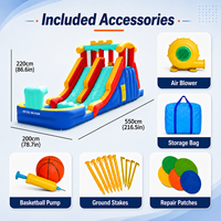 Nouveau toboggan aquatique intérieur 840D Oxford CE EN71 ASTM Party Doctor Dolphin à double piste, château gonflable pour enfants, installation facile