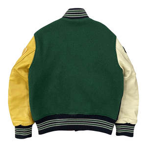 Alta calidad Vintage invierno otoño hombres cuero béisbol Letterman Varsity chaqueta fabricante personalizado tela de lona - Product Image 2