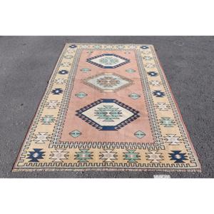 พรมตุรกีวินเทจ ขนาด 5.1x7.7 ฟุต พรมสีน้ำเงินล้วน - Product Image 1