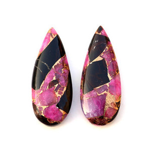 Cabochon de pierre précieuse naturelle de haute qualité, taille poire 10x25mm, rose, noir, turquoise, lisse, pour la fabrication de bijoux - Product Image 6