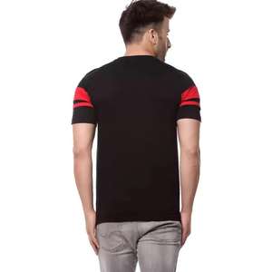 เสื้อยืดคอกลมวินเทจสำหรับผู้ชาย ลายพิมพ์พัฟฟ์ด้านหน้า ล้างสีแบบแอซิดวอช ผ้าฝ้าย 100% สีดำ - Product Image 4