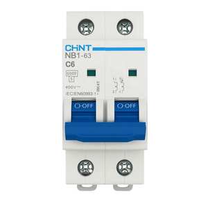 Chint NB1-63 Commutateur magnétothermique modulaire 2 pôles Disjoncteur 6 ampères pour installations civiles Pack 1 - Product Image 1