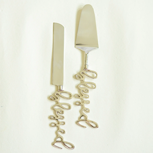 ชุดเสิร์ฟเค้กทองคำผลิตจากอินเดีย-สำหรับวันเกิดงานแต่งงานและงานอีเว้นท์ประกอบด้วยมีดตัดเค้กและอุปกรณ์อบเซิร์ฟเวอร์ - Product Image 3