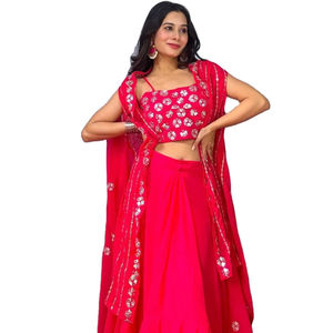 <b>Red</b> Carpet Function Wear Georgette Fabric Multi Sequence& Embroidery Unique Pattern Stitch Latest Design Chaniya Choli For Sale - Product Image 1