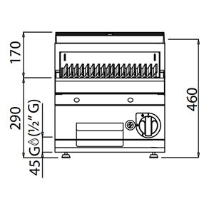 Grill au gaz commercial à pierres de lave - 6,9 kW - Sur comptoir - Grilles de cuisson en fonte - 714 mm de profondeur - Product Image 6