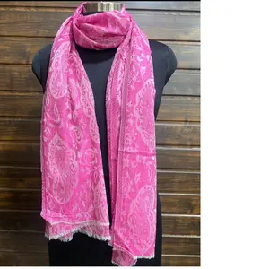 custom made pink colored paisley theme wool shawls in assorted sizes ideal for fashion accessory stores for resale