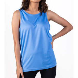 Débardeur en tissu jersey bleu de haute qualité pour femmes Logo personnalisé imprimé Gym Fitness Wear Meilleur design respirant - Product Image 5