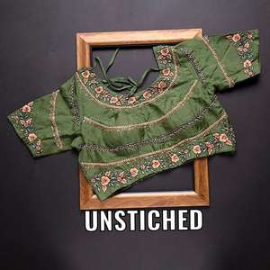 Bordado de tela de seda de Organza de trabajo de secuencia pesada de moda con blusa último Sari exclusivo étnico nupcial boda túnica Sari - Product Image 4